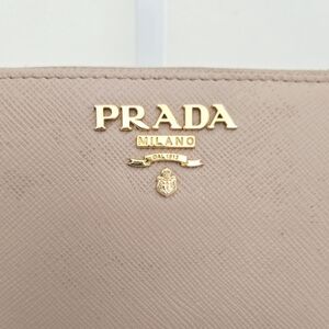 Authentic PRADA Vitello Zip Nude Blush & Gold Saffiano Leather Wallet WOC Clutch